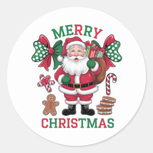 Weihnachtlicher Frohe Weihnachten Santa Runder Aufkleber