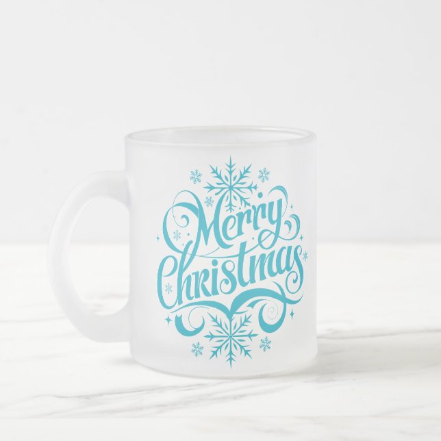 Weihnachtlicher gefrosteter Kaffeebecher Mattglastasse (Links)