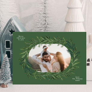 weihnachtlicher grüner Tannenrahmen Kranz elegante Feiertagskarte