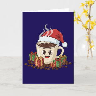 Weihnachtlicher Kawaii-Christmas-Coffee-Santa-Hut Karte