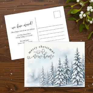 Weihnachtlicher Kiefernwald, neues Zuhause Postkarte