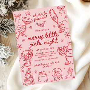 Weihnachtlicher Mädchenabend mit skurrilen Handzei Einladung