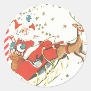 Weihnachtlicher magischer Weihnachtsmann und Stern Runder Aufkleber