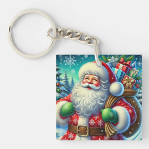 Weihnachtlicher Nikolaus mit Geschenksack Schlüsselanhänger