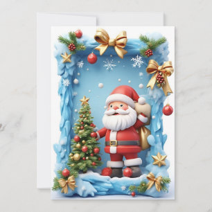 Weihnachtlicher Nikolaus mit Weihnachtsbaum Feiertagskarte