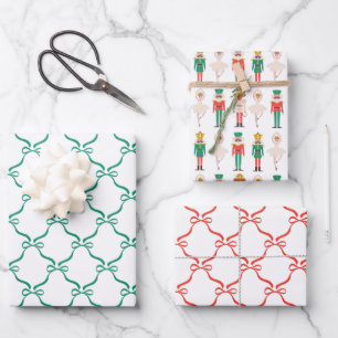 Weihnachtlicher Nussknacker-Ballerina Geschenkpapier Set