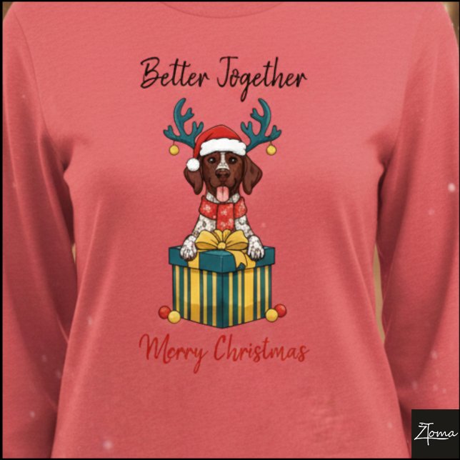 Weihnachtlicher Pointer-Hund getupft Geschenk Graf Tri-Blend Shirt (Von Creator hochgeladen)