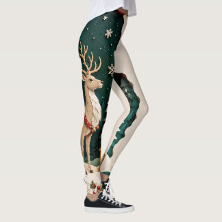 Weihnachtlicher Rentier Wald Rahmen Leggings
