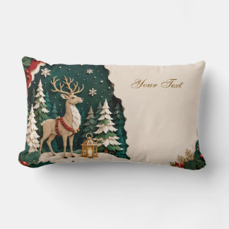 Weihnachtlicher Rentier Wald Rahmen Lendenkissen