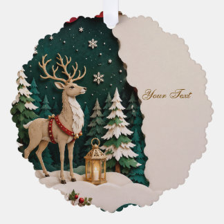 Weihnachtlicher Rentier Wald Rahmen Ornament Karte