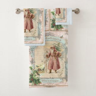 Weihnachtlicher rosa Nikolaus im viktorianischen S Badhandtuch Set