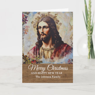 Weihnachtlicher rustikaler Jesus Frohe Weihnachten Karte