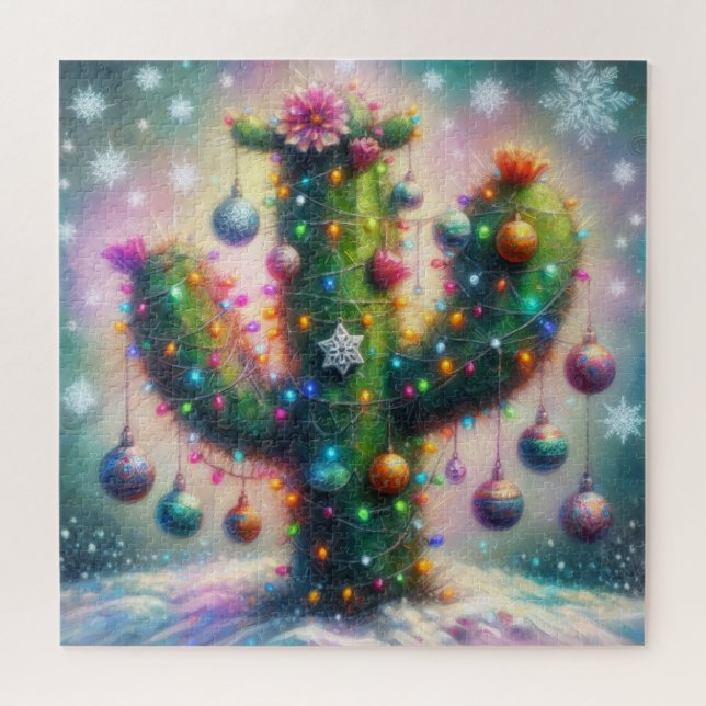 Weihnachtlicher Saguaro-Kaktus - Whimsical Wüste Puzzle (Horizontal)