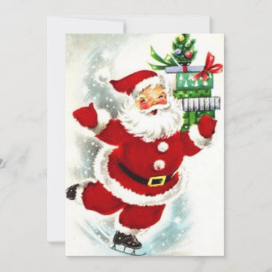 Weihnachtlicher Santa Claus auf Eis Feiertagskarte