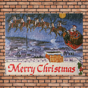Weihnachtlicher Santa Claus beim Fliegen seines Sc Puzzle