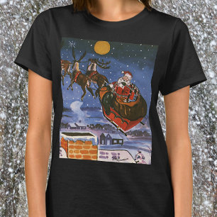 Weihnachtlicher Santa Claus beim Fliegen seines Sc T-Shirt