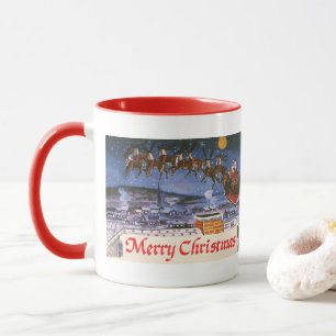 Weihnachtlicher Santa Claus beim Fliegen seines Sc Tasse