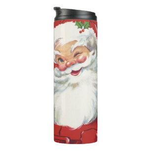 Weihnachtlicher Santa Claus, fröhlich und zwinkern Thermosbecher