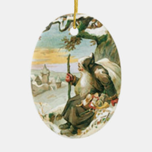 Weihnachtlicher Santa Claus im Vintage-Stil Keramikornament