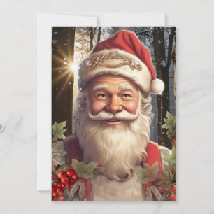 Weihnachtlicher Santa Claus in winterlicher Waldla Einladung