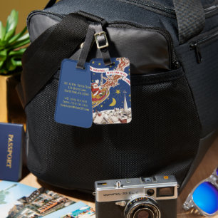 Weihnachtlicher Santa Claus mit fliegenden Rentier Gepäckanhänger