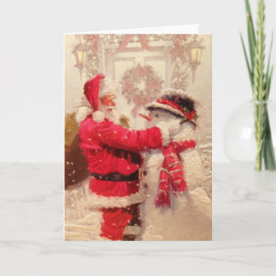 Weihnachtlicher Santa Claus Schneemann Karte