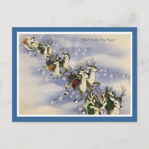 Weihnachtlicher Santa & Rentiere Feiertagspostkarte