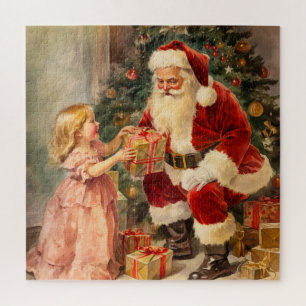 Weihnachtlicher Santa und Kind Puzzle