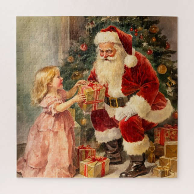 Weihnachtlicher Santa und Kind Puzzle (Vertikal)