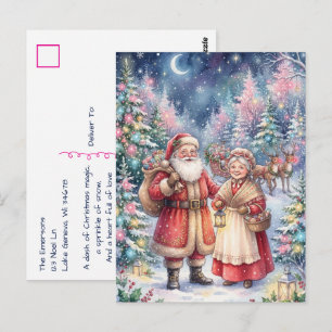 Weihnachtlicher Santa und Mrs. Claus - Whimsical Postkarte