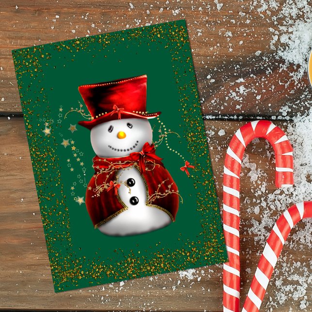 Weihnachtlicher Schneemann Funkeln Weihnachten  Karte (Festive Snowman Sparkle Christmas Card by the Olde Christmas Shoppe)
