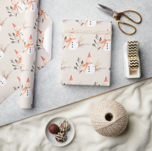 Weihnachtlicher Schneemann im Vintage-Stil Geschenkpapier