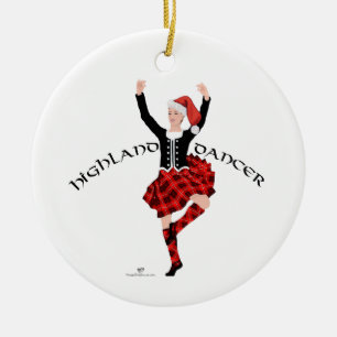 Weihnachtlicher schottischer Hochlandtänzer Keramik Ornament