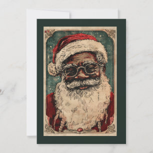 Weihnachtlicher Schwarzer Weihnachtsmann mit Brill Feiertagskarte