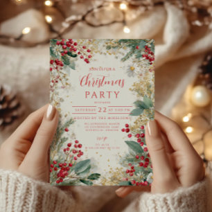 Weihnachtlicher Tannenbaum mit Frost und Gold Einladung