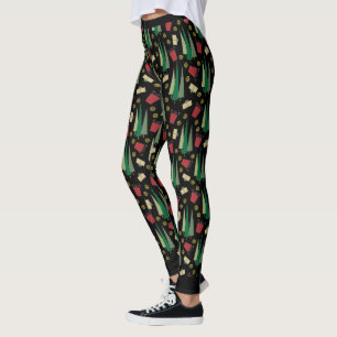 Weihnachtlicher Tannenbaum-Muster Schwarz Leggings