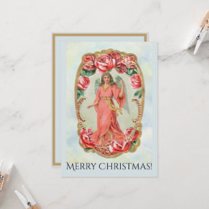 Weihnachtlicher viktorianischer Engel, umrahmt von Karte