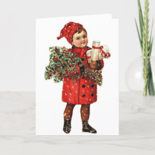 Weihnachtlicher viktorianischer Junge, Feiertagskarte