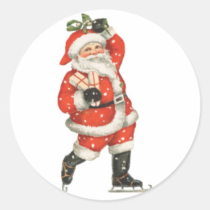 Weihnachtlicher viktorianischer Santa Claus Eisläu Runder Aufkleber