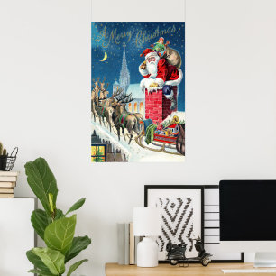 Weihnachtlicher viktorianischer Weihnachtsmann auf Poster