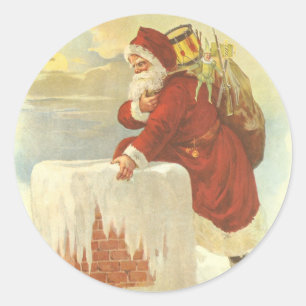 Weihnachtlicher viktorianischer Weihnachtsmann im  Runder Aufkleber