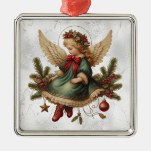 Weihnachtlicher Vintage-Engel-Schmuck Ornament Aus Metall