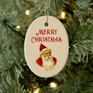 Weihnachtlicher Vintage-Santa Claus im viktorianis Keramik Ornament