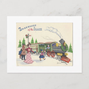Weihnachtlicher Vintage-Zug Feiertagspostkarte