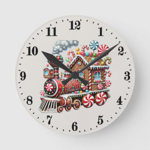 Weihnachtlicher Weihnachtsgebäck-Zug Runde Wanduhr