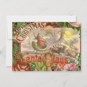 Weihnachtlicher Weihnachtsmann fliegt mit Schlitte Einladung
