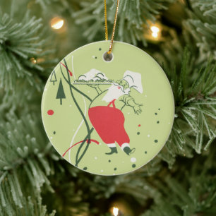 Weihnachtlicher Weihnachtsmann-Koch mit Abendessen Keramik Ornament