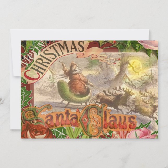 Weihnachtlicher Weihnachtsmann mit fliegendem Schl Feiertagskarte (Vorderseite)
