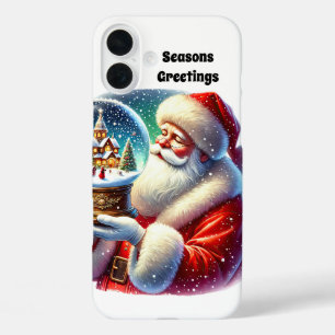 Weihnachtlicher Weihnachtsmann-Schneeball iPhone 16 Plus Hülle