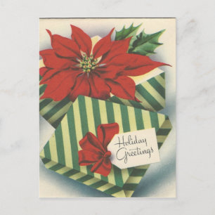 Weihnachtlicher Weihnachtsstern mit Geschenk Feiertagspostkarte